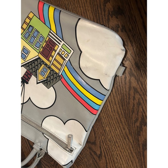Disney Pixar Up House Balloons Tote Bag Grey Rainbow Vegan Leather Handbag - Picture 8 of 10